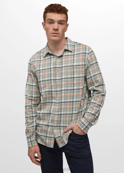 prAna Men Dolberg Flannel Shirt 604H830 Clothing Mineral Green