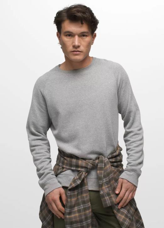 prAna Men Cardiff Fleece Crew 604H779 Clothing Heather Grey