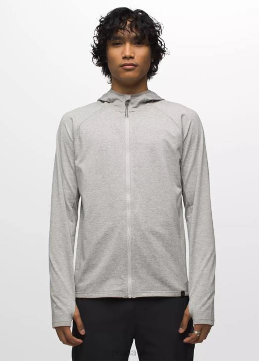 prAna Men Ice Flow Full Zip Hoodie 604H826 Clothing Heather Grey