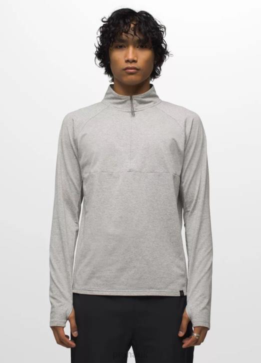 prAna Men Ice Flow Half Zip 604H806 Clothing Heather Grey