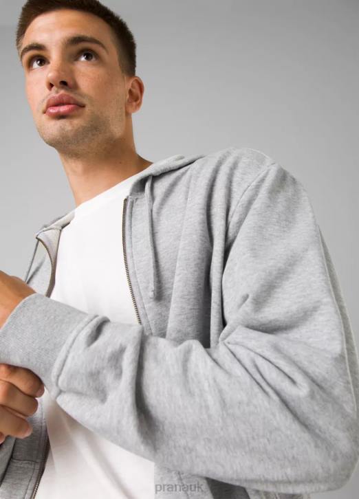 prAna Men Vintage Terry FZ Hoodie 604H886 Clothing Heather Grey