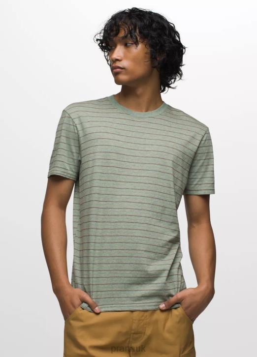prAna Men Crew T-Shirt 604H753 Clothing Mineral Green Stripe