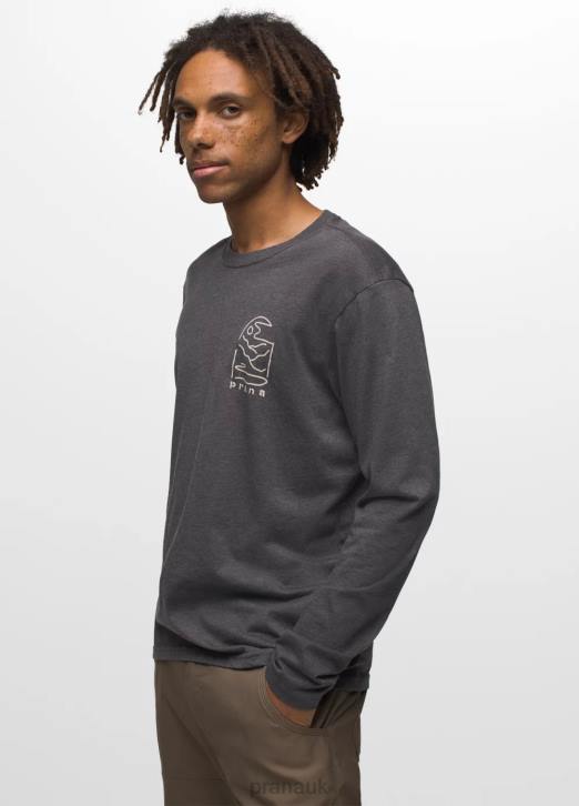 prAna Men Graphic Long Sleeve Tee 604H882 Clothing Charcoal Heather