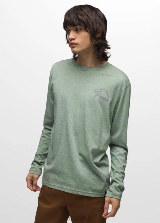 prAna Men Graphic Long Sleeve Tee 604H883 Clothing Mineral Green Heather
