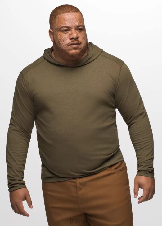 prAna Men Hooded T-Shirt 604H777 Clothing Peat Heather