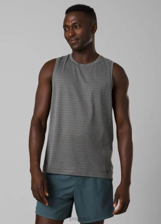 prAna Men Mission Trails Tank 604H803 Clothing Grey Micro Stripe