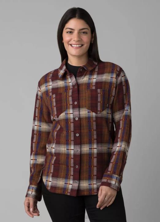 prAna Women Emerick Lined Flannel 604H248 Clothing Rhubarb