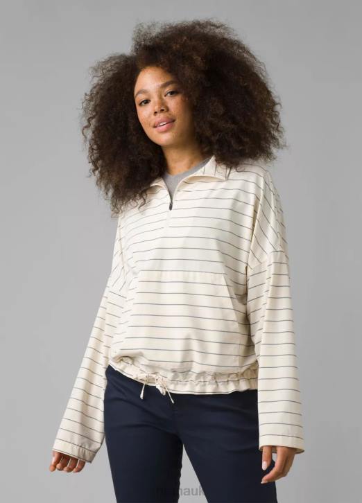 prAna Women Railay Pullover 604H268 Clothing Soft White Stripe