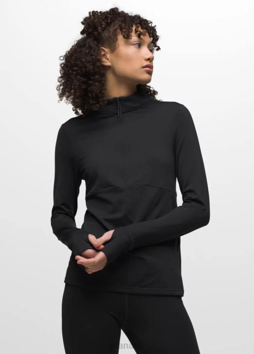 prAna Women Ice Flow Half Zip 604H63 Clothing Black