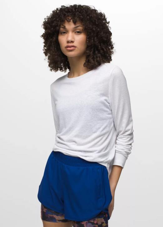 prAna Women Cozy Up Long Sleeve Tee 604H207 Clothing White