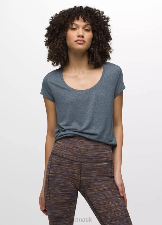prAna Women Cozy Up Scoop Neck Tee 604H9 Clothing Weathered Blue Heather