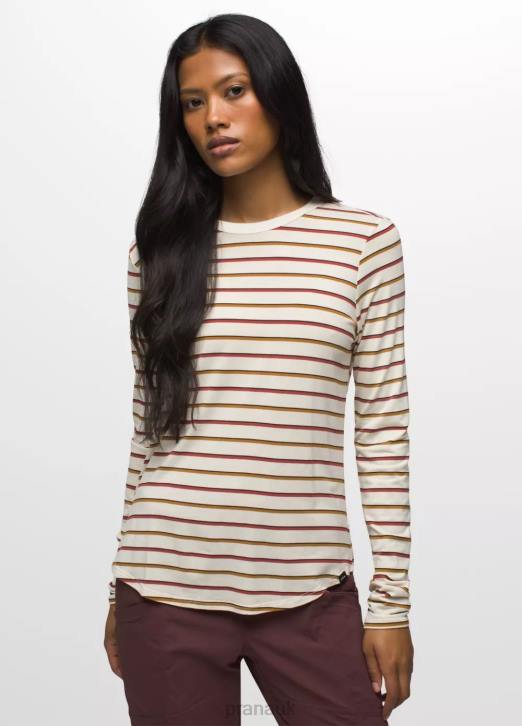 prAna Women Foundation 365 Long Sleeve Top 604H133 Clothing Canvas Stripe