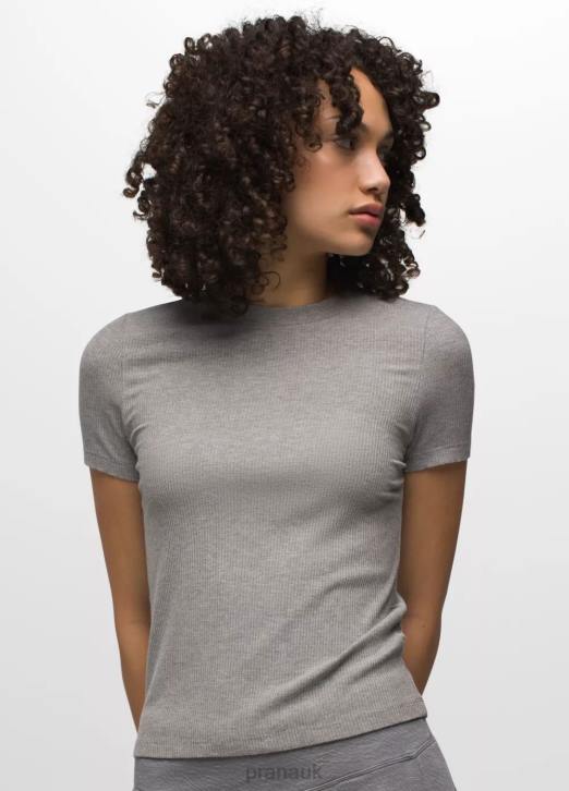 prAna Women Foundation Rib Tee 604H55 Clothing Heather Grey