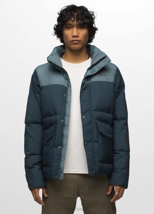 prAna Men Timber Trail Jacket 604H1081 Clothing Weathered Blue Colorblock