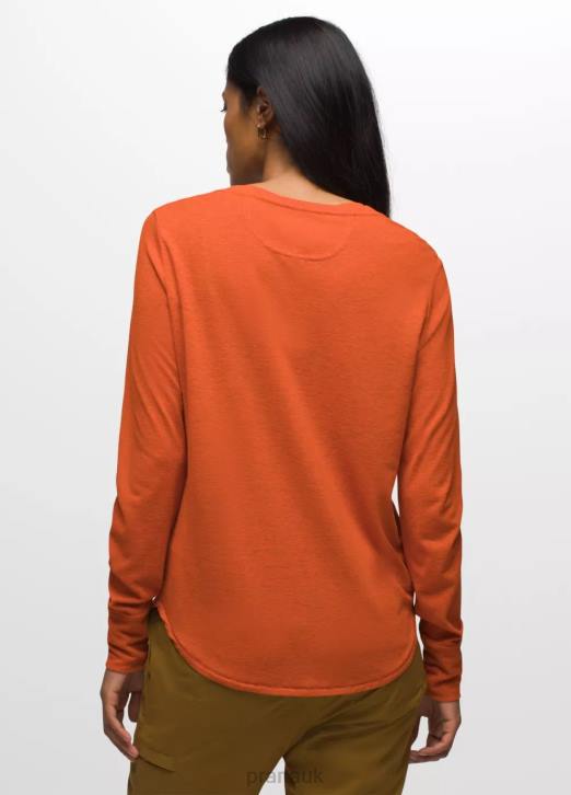prAna Women Cozy Up Long Sleeve Tee 604H203 Clothing Fireside Heather