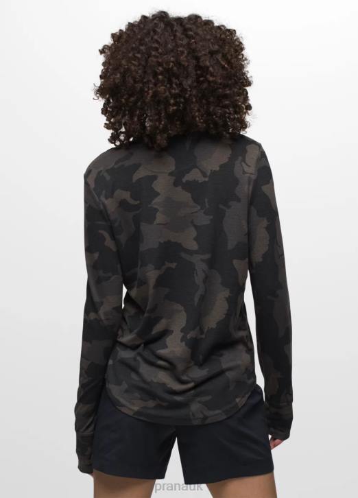 prAna Women Cozy Up Long Sleeve Tee 604H205 Clothing Black Camo