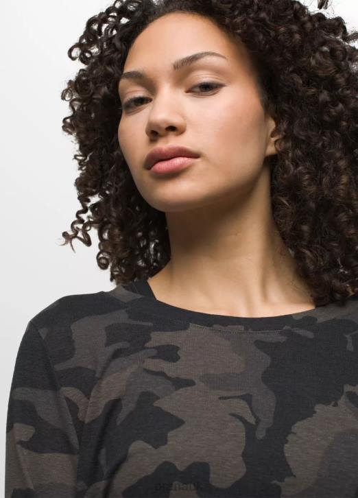 prAna Women Cozy Up Long Sleeve Tee 604H205 Clothing Black Camo