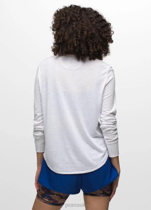 prAna Women Cozy Up Long Sleeve Tee 604H207 Clothing White