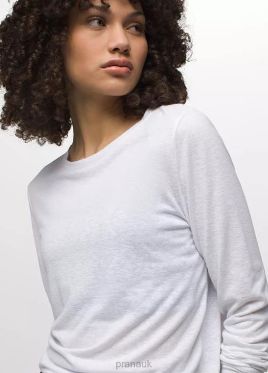 prAna Women Cozy Up Long Sleeve Tee 604H207 Clothing White