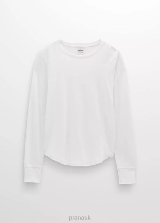 prAna Women Cozy Up Long Sleeve Tee 604H207 Clothing White