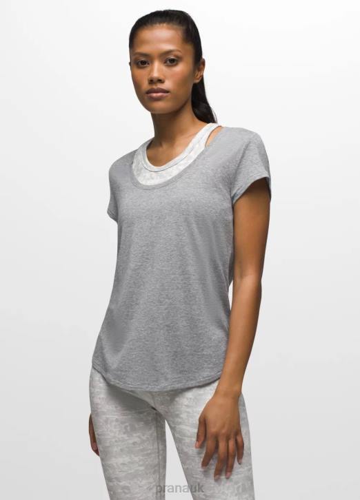 prAna Women Cozy Up Scoop Neck Tee 604H12 Clothing Heather Grey