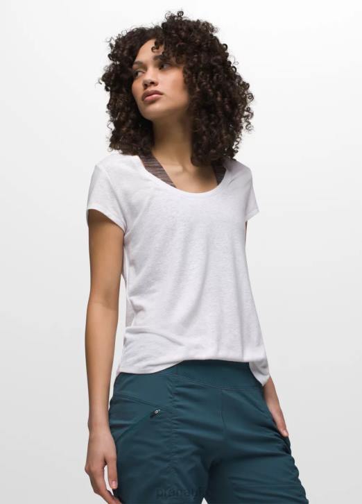 prAna Women Cozy Up Scoop Neck Tee 604H13 Clothing White