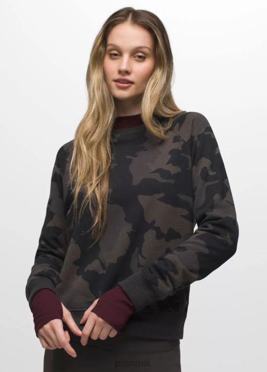 prAna Women Cozy Up Sweatshirt 604H18 Clothing Black Camo
