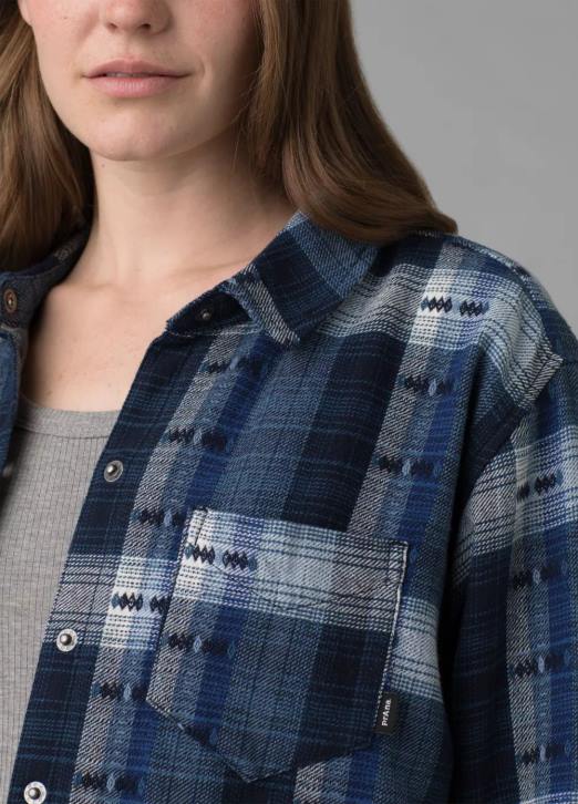 prAna Women Emerick Lined Flannel 604H246 Clothing Admiral Blue