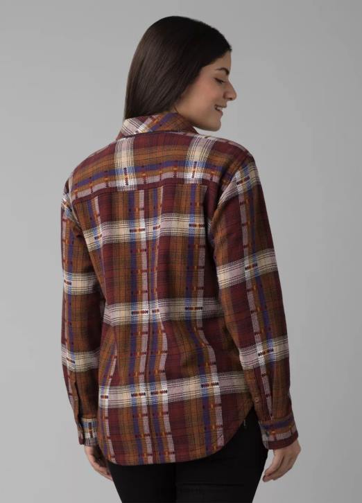 prAna Women Emerick Lined Flannel 604H248 Clothing Rhubarb