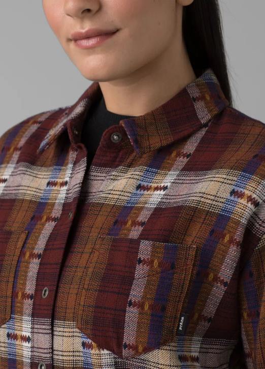 prAna Women Emerick Lined Flannel 604H248 Clothing Rhubarb