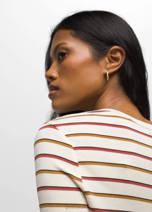 prAna Women Foundation 365 Long Sleeve Top 604H133 Clothing Canvas Stripe