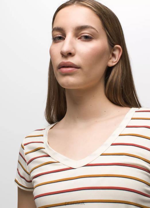 prAna Women Foundation 365 V-Neck Top 604H143 Clothing Canvas Stripe