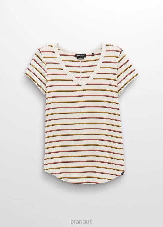prAna Women Foundation 365 V-Neck Top 604H143 Clothing Canvas Stripe