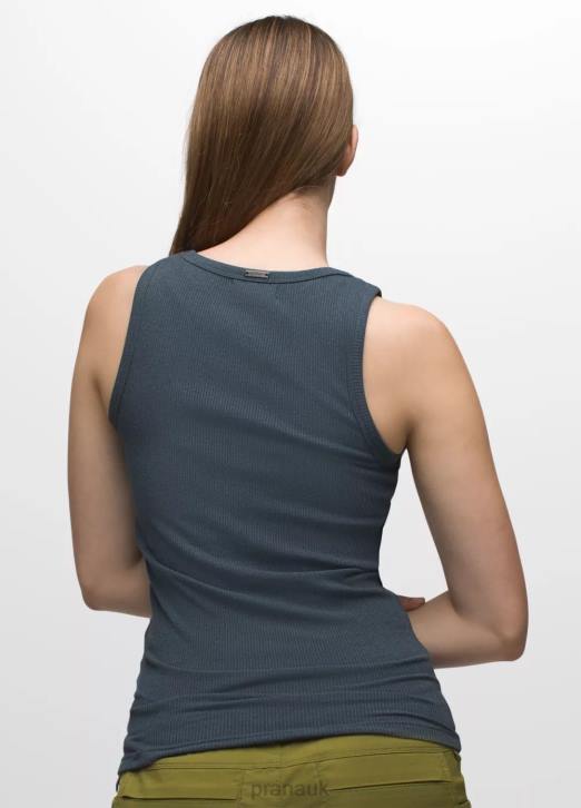 prAna Women Foundation Rib Tank 604H163 Clothing Grey Blue Heather