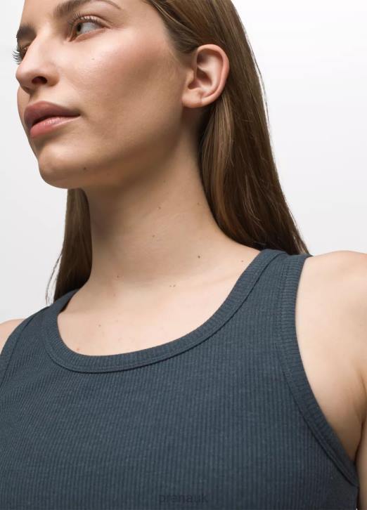 prAna Women Foundation Rib Tank 604H163 Clothing Grey Blue Heather