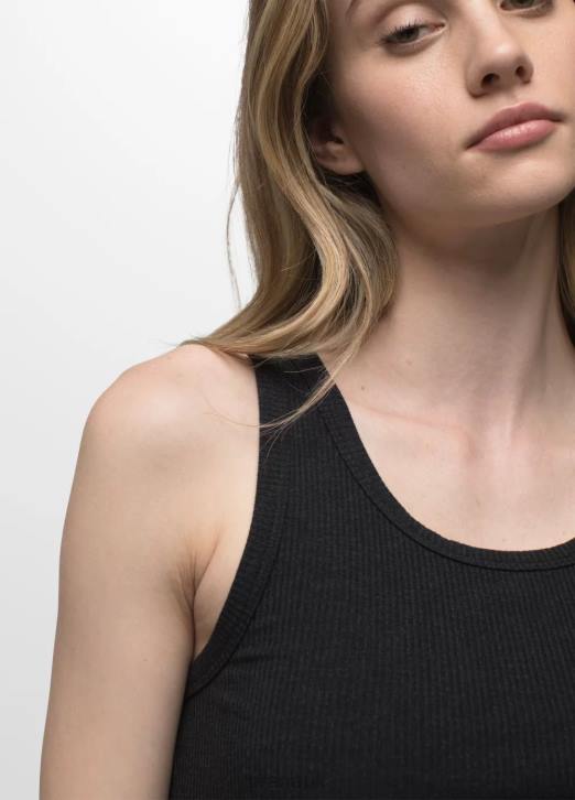 prAna Women Foundation Rib Tank 604H164 Clothing Black Heather