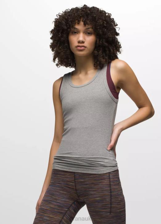 prAna Women Foundation Rib Tank 604H165 Clothing Heather Grey