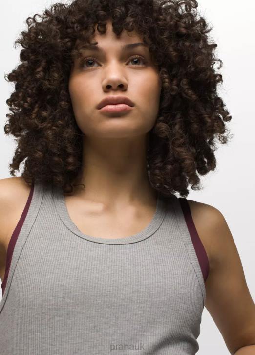 prAna Women Foundation Rib Tank 604H165 Clothing Heather Grey