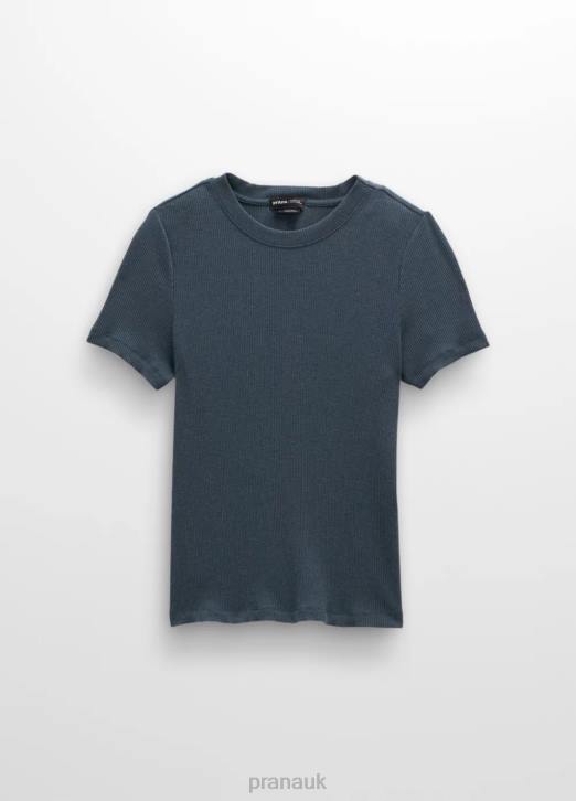 prAna Women Foundation Rib Tee 604H53 Clothing Grey Blue Heather