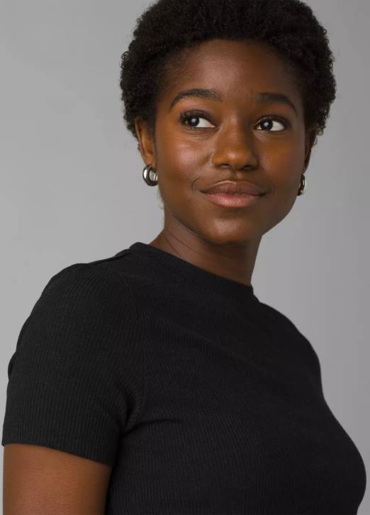 prAna Women Foundation Rib Tee 604H54 Clothing Black Heather