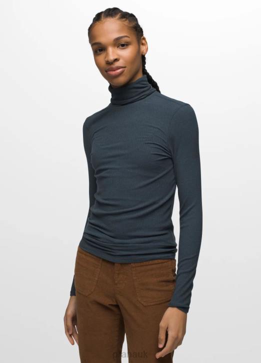 prAna Women Foundation Rib Turtleneck 604H21 Clothing Grey Blue Heather