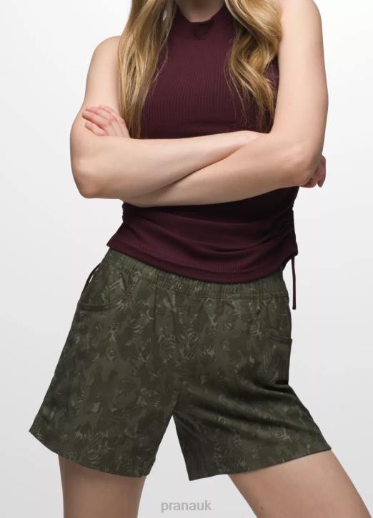 prAna Women Halle E-Waist Short II 604H379 Bottoms Evergreen Camo