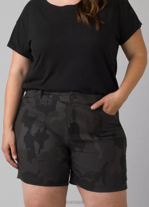 prAna Women Halle Short Plus II 604H528 Bottoms Charcoal Camo