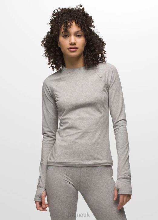 prAna Women Ice Flow Crew Neck 604H92 Clothing Heather Grey