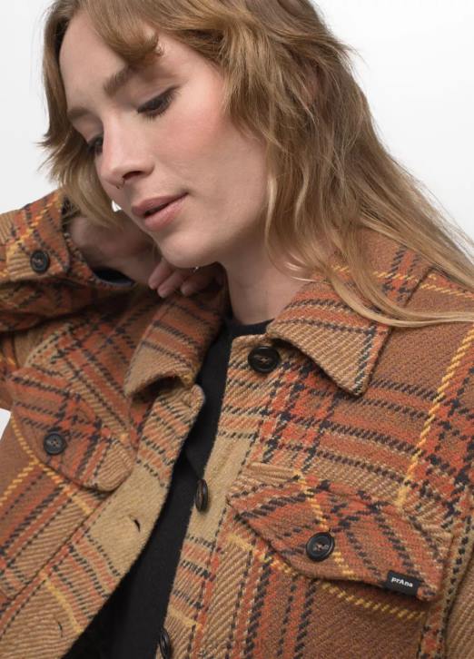 prAna Women Lower Falls Flannel Jacket 604H59 Clothing Embark Brown