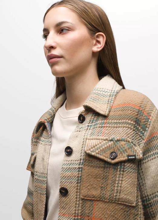 prAna Women Lower Falls Flannel Jacket 604H60 Clothing Rye Green