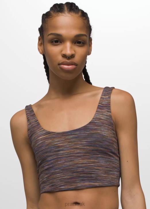 prAna Women Luxara Reversible Crop Top 604H127 Clothing Spiced/Mulberry Spacedye