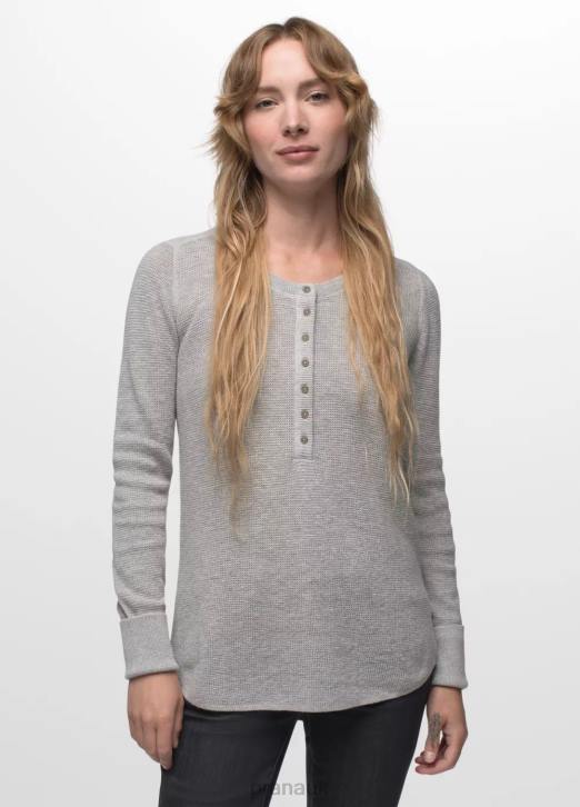 prAna Women Milani Henley 604H93 Clothing Athletic Grey