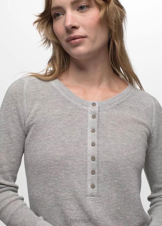 prAna Women Milani Henley 604H93 Clothing Athletic Grey