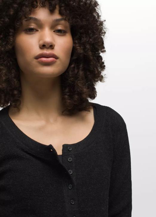 prAna Women Milani Henley 604H94 Clothing Black